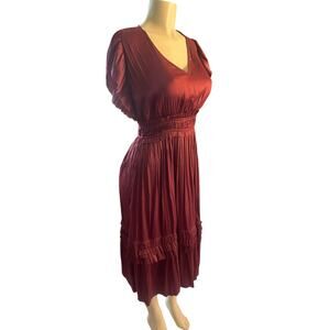 Women S Evereve Roan + Ryan Talulah Holiday Dress V-Neck Cap Slv Wine Red